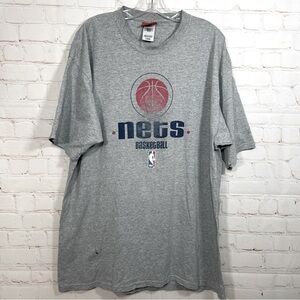 Vintage Reebok New Jersey Nets Short Sleeve T-Shirt Men's Large L Gray